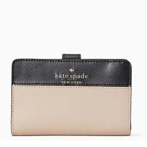 Kate Spade Staci Colorblock Medium Compact Bifold Wallet Warm Beige Multi